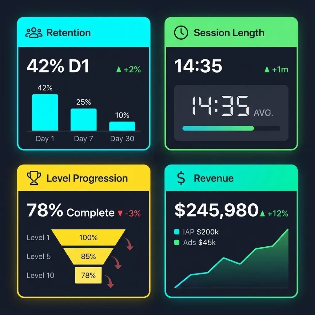 Game analytics and launch planning dashboard visual